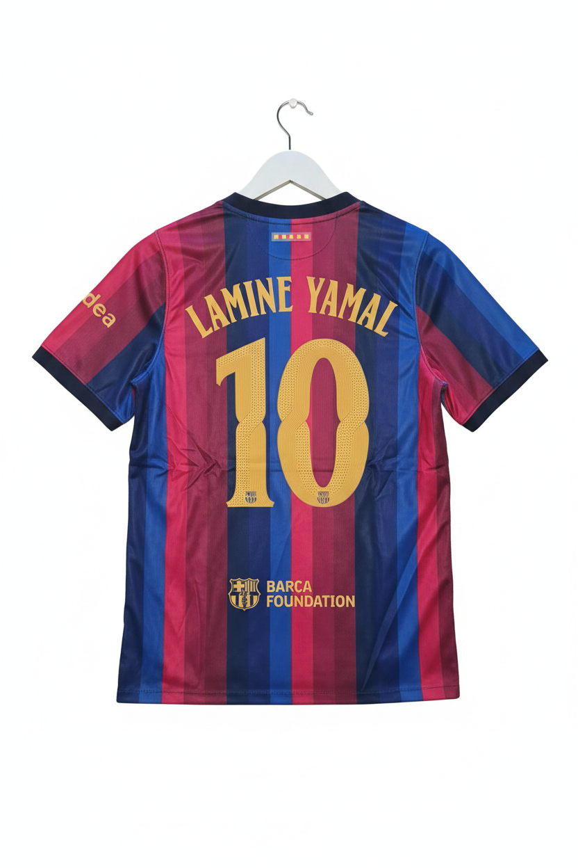 Tricou FC Barcelona Lamine Yamal #10 - spate cuier fundal alb
