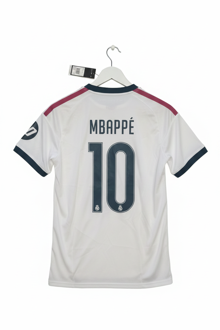 Tricou Real Madrid Mbappé #10 - spate cuier fundal alb