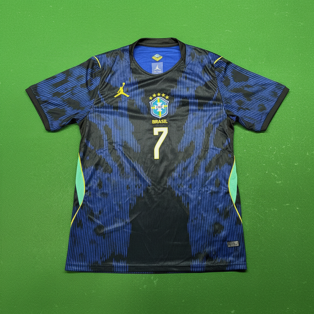 Set Brasil VINI JR Jordan #7 – Black Edition | Tricou + Pantaloni
